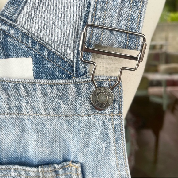 HIDDEN JEANS ~ Blue Denim Shortalls with Distressing and Cuffs ~ Size X-Small - Picture 11 of 14
